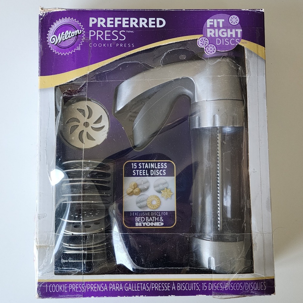 Wilton Preferred Press Cookie Press 15 Discs Shapes Shortbread Baking Gadget